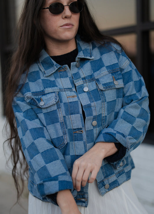 Checkered Denim Jacket