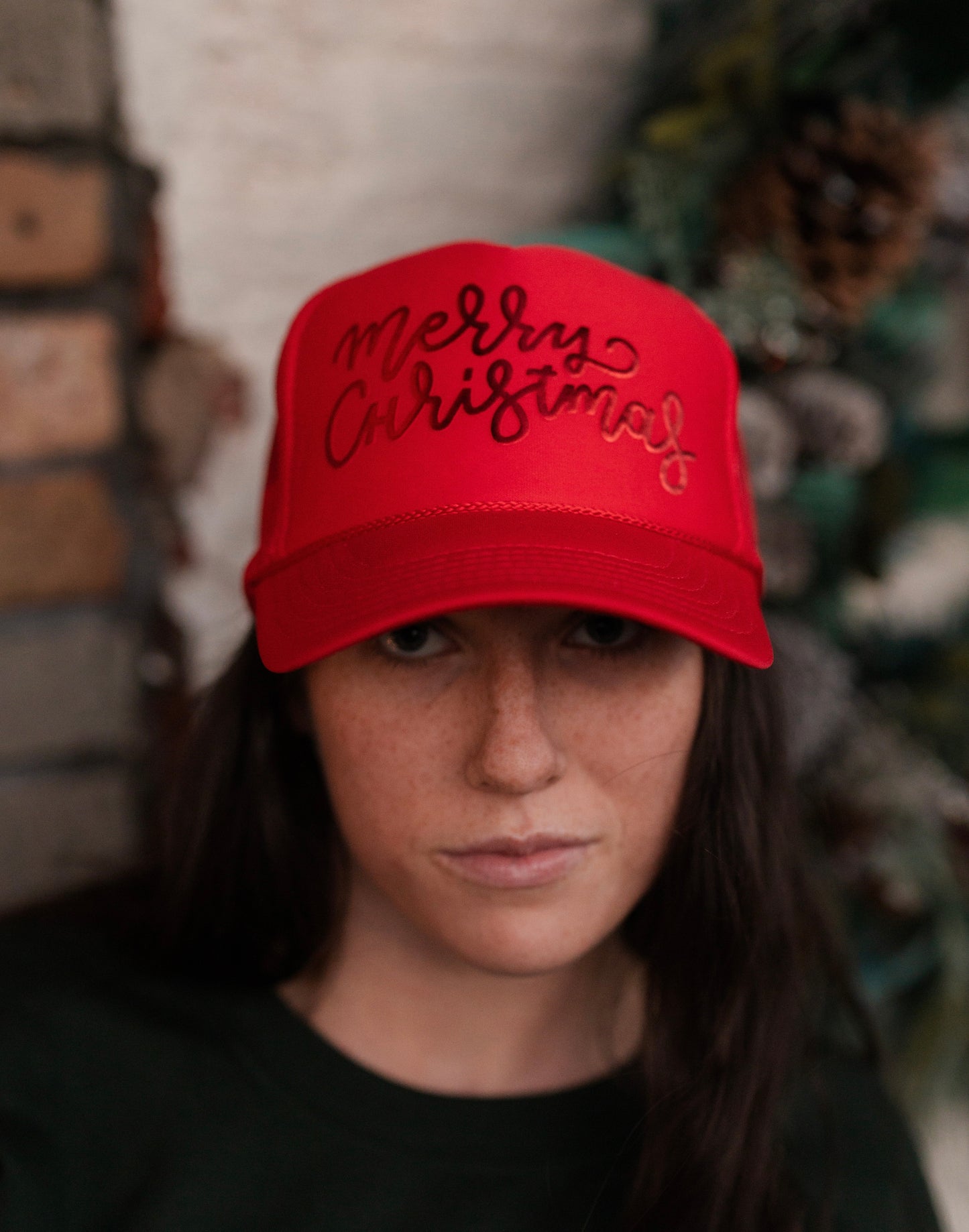 Merry Christmas Scripted Trucker Hat